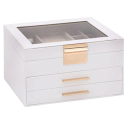 vidaXL Jewellery Box 3-Layer White 23x20.5x14 cm jewelry organiser ring box