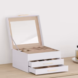 vidaXL Jewellery Box 3-Layer White 23x20.5x14 cm jewelry organiser ring box