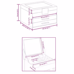 vidaXL Jewellery Box 3-Layer White 23x20.5x14 cm jewelry organiser ring box