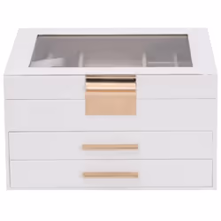 vidaXL Jewellery Box 3-Layer White 23x20.5x14 cm jewelry organiser ring box - Additional view 4