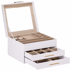 vidaXL Jewellery Box 3-Layer White 23x20.5x14 cm jewelry organiser ring box - Additional view 5