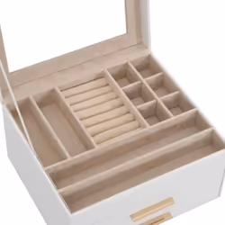 vidaXL Jewellery Box 3-Layer White 23x20.5x14 cm jewelry organiser ring box - Additional view 8