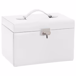 vidaXL Jewellery Box 5-Layer with Mirror Lockable White jewelry organiser - white, 3-layer