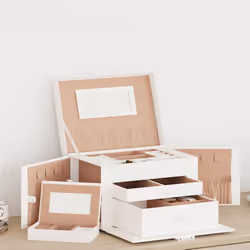 vidaXL Jewellery Box 5-Layer with Mirror Lockable White jewelry organiser - white, 3-layer