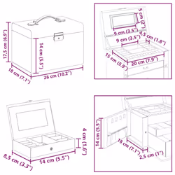 vidaXL Jewellery Box 5-Layer with Mirror Lockable White jewelry organiser - white, 3-layer