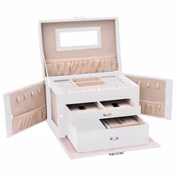 vidaXL Jewellery Box 5-Layer with Mirror Lockable White jewelry organiser - white, 3-layer - Additional view 5