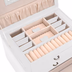 vidaXL Jewellery Box 5-Layer with Mirror Lockable White jewelry organiser - white, 3-layer - Additional view 8