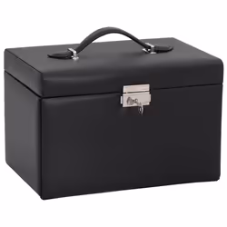 vidaXL Jewellery Box 5-Layer with Mirror Lockable White jewelry organiser - black, 3-layer
