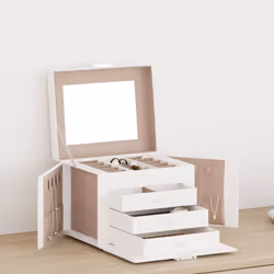 vidaXL Jewellery Box 5-Layer with Mirror Lockable White jewelry organiser - white, 4-layer