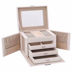 vidaXL Jewellery Box 5-Layer with Mirror Lockable White jewelry organiser - white, 4-layer - Additional view 5