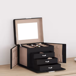 vidaXL Jewellery Box 5-Layer with Mirror Lockable White jewelry organiser - black, 4-layer