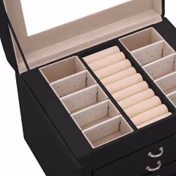 vidaXL Jewellery Box 5-Layer with Mirror Lockable White jewelry organiser - black, 4-layer - Additional view 9