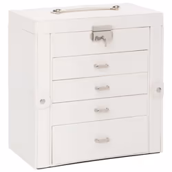 vidaXL Jewellery Box 5-Layer with Mirror Lockable White jewelry organiser - white, 5-layer