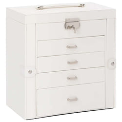 vidaXL Jewellery Box 5-Layer with Mirror Lockable White jewelry organiser - white, 5-layer