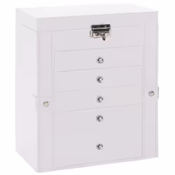 vidaXL Jewellery Box 5-Layer with Mirror Lockable White jewelry organiser - white, 6-layer