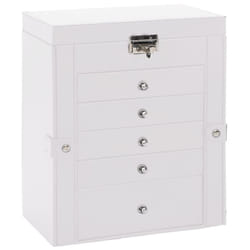 vidaXL Jewellery Box 5-Layer with Mirror Lockable White jewelry organiser - white, 6-layer