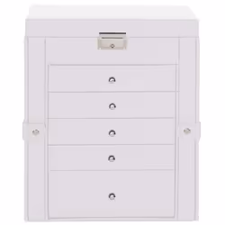 vidaXL Jewellery Box 5-Layer with Mirror Lockable White jewelry organiser - white, 6-layer - Additional view 4
