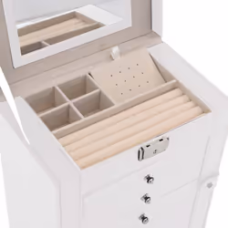 vidaXL Jewellery Box 5-Layer with Mirror Lockable White jewelry organiser - white, 6-layer - Additional view 8