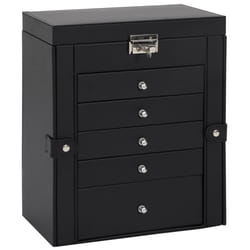 vidaXL Jewellery Box 5-Layer with Mirror Lockable White jewelry organiser - black, 6-layer