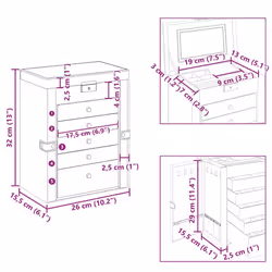 vidaXL Jewellery Box 5-Layer with Mirror Lockable White jewelry organiser - black, 6-layer