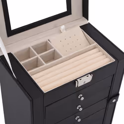vidaXL Jewellery Box 5-Layer with Mirror Lockable White jewelry organiser - black, 6-layer - Additional view 8