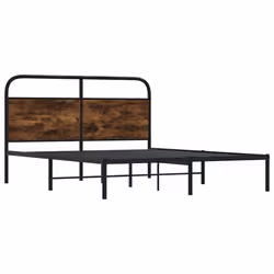 vidaXL Bed Frame Without Mattress 135x190 cm Double Smoked Oak Engineered Wood