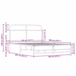 vidaXL Bed Frame without Mattress 140x200 cm Sonoma Oak Engineered Wood - Additional view 8