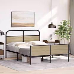 vidaXL Bed Frame without Mattress 135x190 cm Sonoma Oak Engineered Wood
