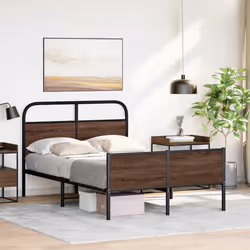 vidaXL Bed Frame without Mattress 120x190 cm Brown Oak Engineered Wood