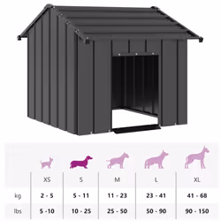 vidaXL Dog House with Roof 85x107x81 cm Galvanised Steel doghouse dog cage - anthracite, 85 x 107 x 81 cm - Additional view 7