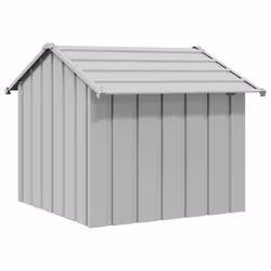 vidaXL Dog House with Roof 85x107x81 cm Galvanised Steel doghouse dog cage - grey, 85 x 107 x 81 cm - Additional view 4