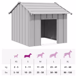 vidaXL Dog House with Roof 85x107x81 cm Galvanised Steel doghouse dog cage - grey, 85 x 107 x 81 cm - Additional view 7
