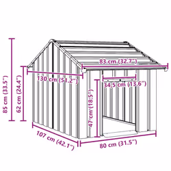 vidaXL Dog House with Roof 85x107x81 cm Galvanised Steel doghouse dog cage - anthracite, 83 x 130 x 85 cm - Additional view 6