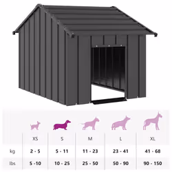 vidaXL Dog House with Roof 85x107x81 cm Galvanised Steel doghouse dog cage - anthracite, 83 x 130 x 85 cm - Additional view 7