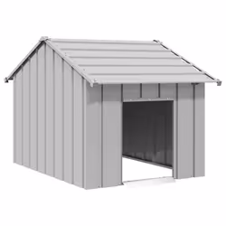 vidaXL Dog House with Roof 85x107x81 cm Galvanised Steel doghouse dog cage - grey, 83 x 130 x 85 cm