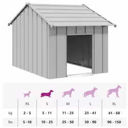 vidaXL Dog House with Roof 85x107x81 cm Galvanised Steel doghouse dog cage - grey, 83 x 130 x 85 cm - Additional view 7