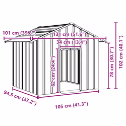 vidaXL Dog House with Roof Pet House Dog Shelter Dog Kannel Galvanised Steel - anthracite, 131 x 101 x 102 cm - Additional view 6