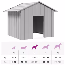 vidaXL Dog House with Roof Pet House Dog Shelter Dog Kannel Galvanised Steel - grey, 131 x 101 x 102 cm - Additional view 7
