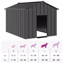 vidaXL Dog House with Roof Pet House Dog Shelter Dog Kannel Galvanised Steel - anthracite, 113 x 153 x 101 cm - Additional view 7