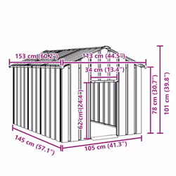vidaXL Dog House with Roof Pet House Dog Shelter Dog Kannel Galvanised Steel - grey, 113 x 153 x 101 cm - Additional view 6