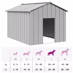 vidaXL Dog House with Roof Pet House Dog Shelter Dog Kannel Galvanised Steel - grey, 113 x 153 x 101 cm - Additional view 7