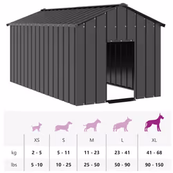 vidaXL Dog House with Roof Pet House Dog Shelter Dog Kannel Galvanised Steel - anthracite, 114 x 202 x 101 cm - Additional view 7