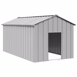 vidaXL Dog House with Roof Pet House Dog Shelter Dog Kannel Galvanised Steel - grey, 114 x 202 x 101 cm