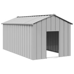 vidaXL Dog House with Roof Pet House Dog Shelter Dog Kannel Galvanised Steel - grey, 114 x 202 x 101 cm