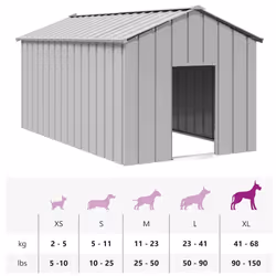 vidaXL Dog House with Roof Pet House Dog Shelter Dog Kannel Galvanised Steel - grey, 114 x 202 x 101 cm - Additional view 7