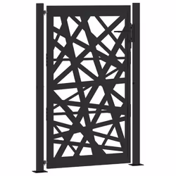 vidaXL Garden Gate 105x180 cm Weathering Steel Flame Design fence gate - steel/black, 105 x 155 cm/light design - Additional view 5