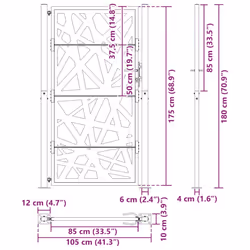 vidaXL Garden Gate 105x180 cm Weathering Steel Flame Design fence gate - steel/black, 105 x 180 cm/light design - Additional view 3