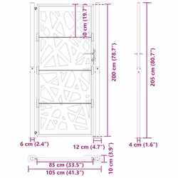 vidaXL Garden Gate 105x180 cm Weathering Steel Flame Design fence gate - steel/black, 105 x 205 cm/light design - Additional view 3