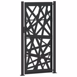 vidaXL Garden Gate 105x180 cm Weathering Steel Flame Design fence gate - steel/black, 105 x 205 cm/light design - Additional view 5