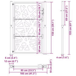 vidaXL Garden Gate 105x180 cm Weathering Steel Flame Design fence gate - weathering steel/brown, 105 x 155 cm/light design - Additional view 10